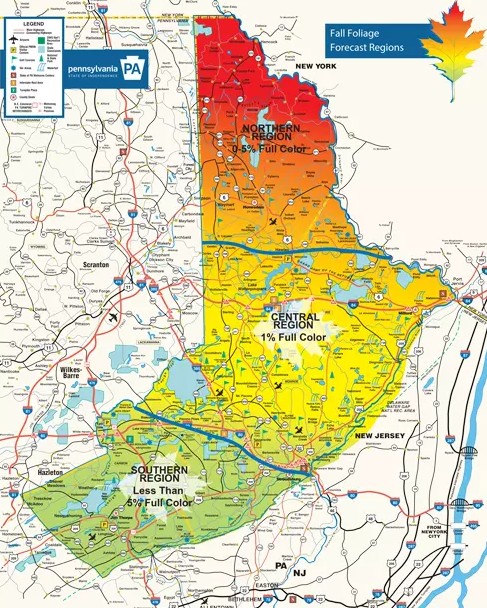 Pocono Fall Foliage Peak Time Map