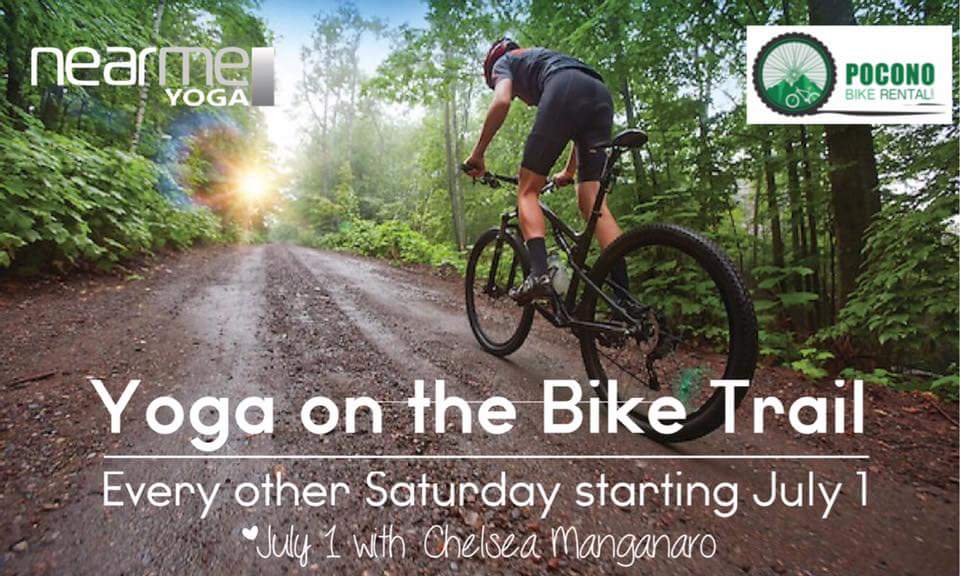 Yoga on the Bike Trail in the Poconos with Nearme Yoga and Pocono Bike Rental